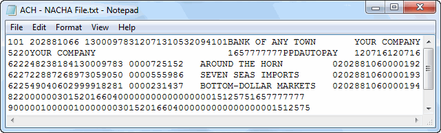 ACH NACHA File Format