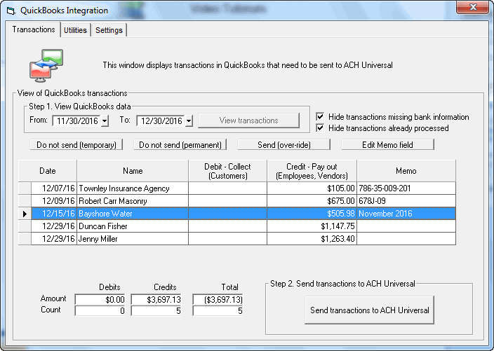 Ach payments and collections for quickbooks 