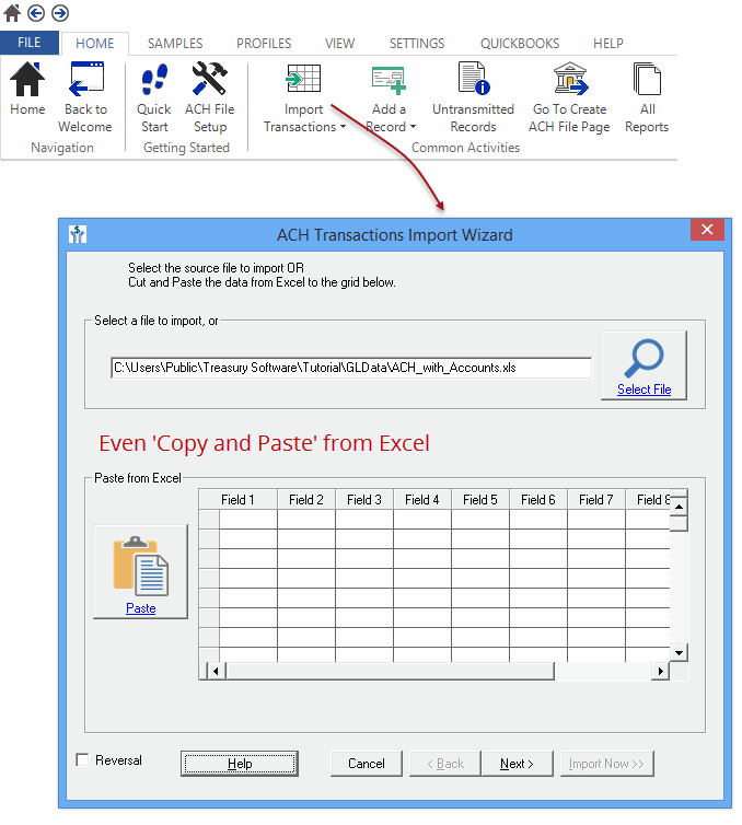 Importing into ACH Software