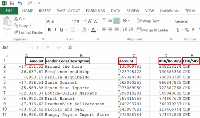 What your Excel file should look like.