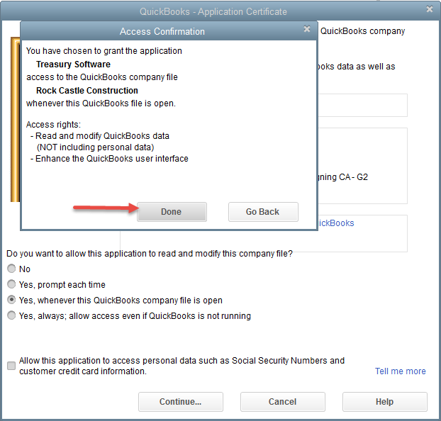Certificate access confirmation