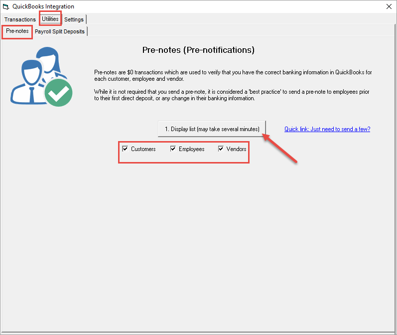 QB integration prenote