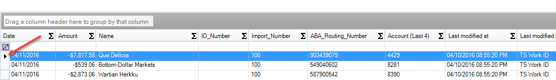 Select row to change item
