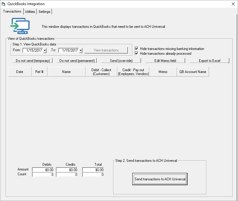 QuickBooks empty import