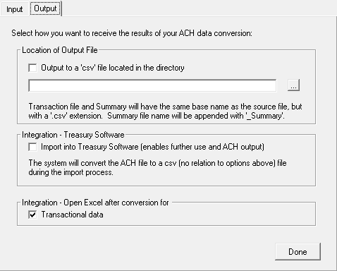 Figure 2 - ACH2Excel Output tab Figure 2 - ACH2Excel Output tab