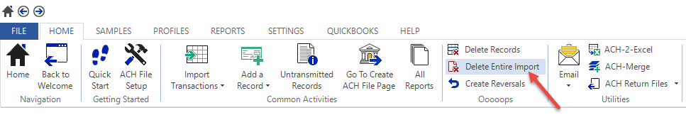 Delete Entire import