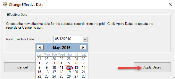 Change effecting date