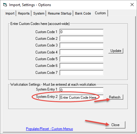 Custom code account full