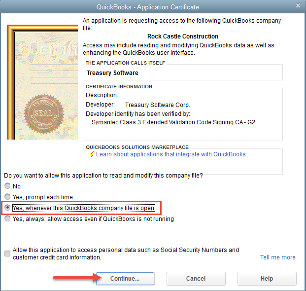 QuickBooks certificate