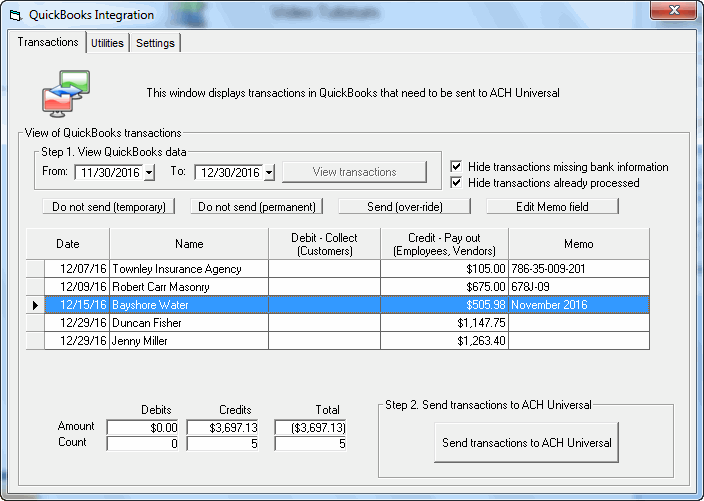 View transactions