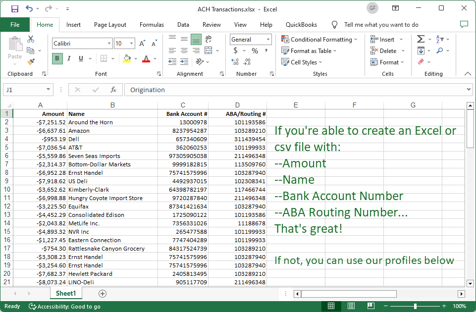 ACH File Software to create from Excel