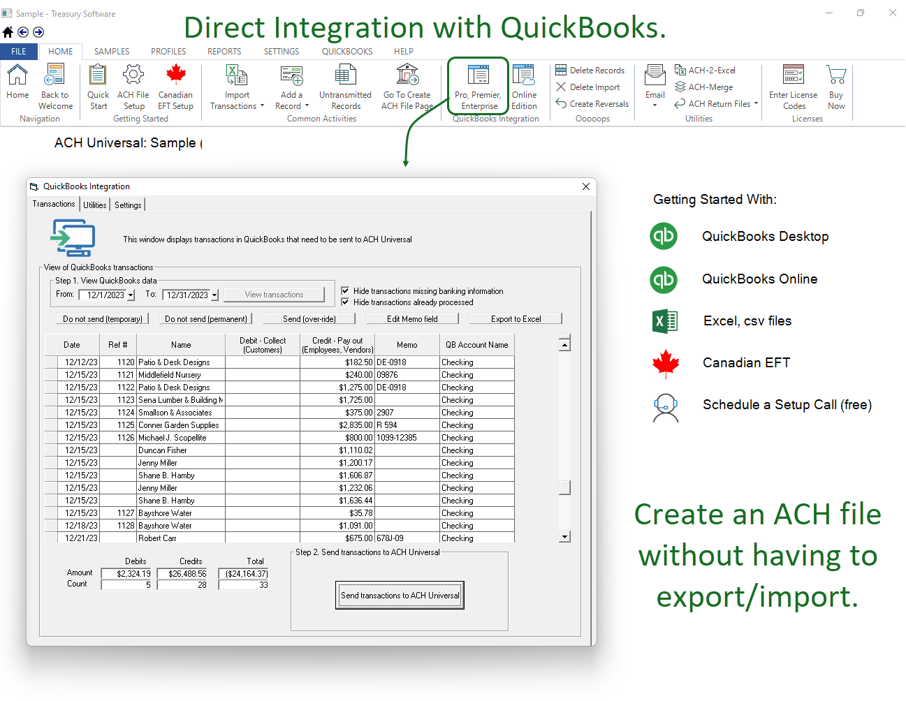 Create ACH Payments from QuickBooks