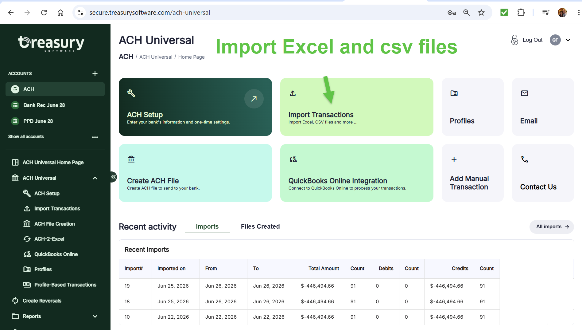 Import Excel files and create an ACH File