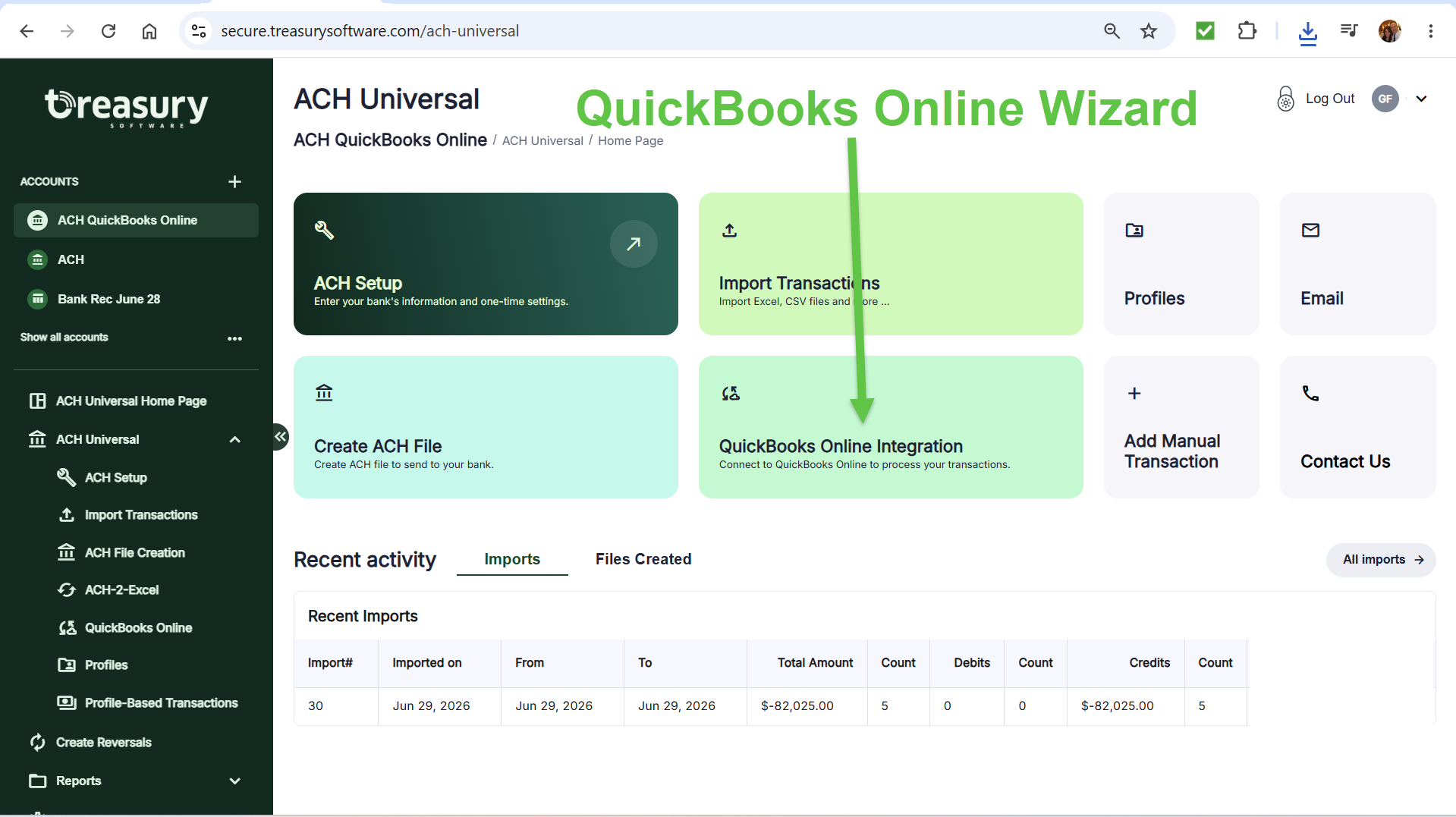 Easily create ACH files from QuickBooks Online