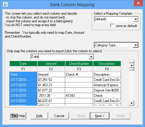 Bank Reconciliation ExcelFile Mapping during Import