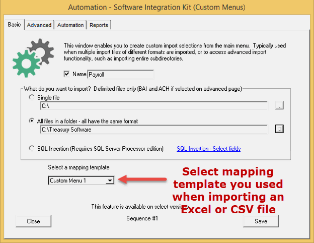 Select mapping template