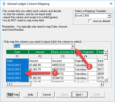 column mapping