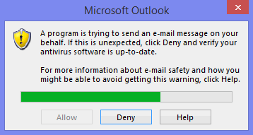 Outlook warning message