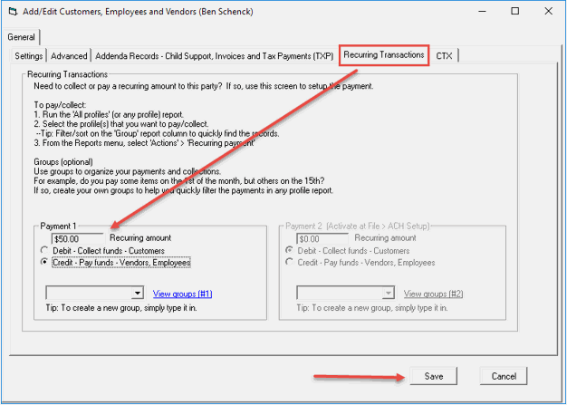 Recurring transactions