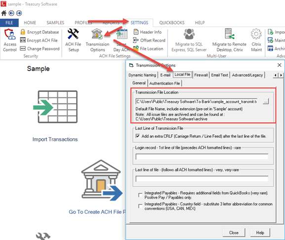 Change transmission file location