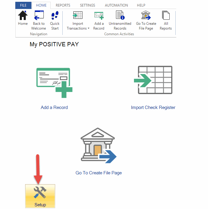 Bank Positive Pay setup