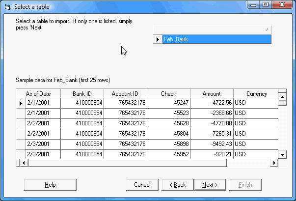Figure 3- Select a Table dialog box