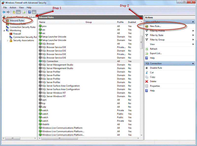 Windows Firewall Inbound Rules