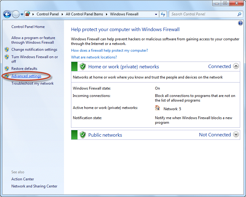 Windows Firewall Advance