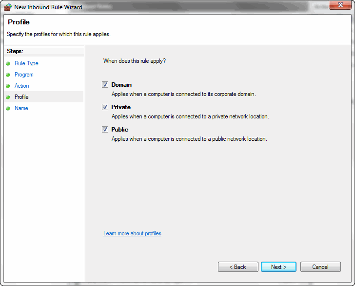 Windows Firewall Rule