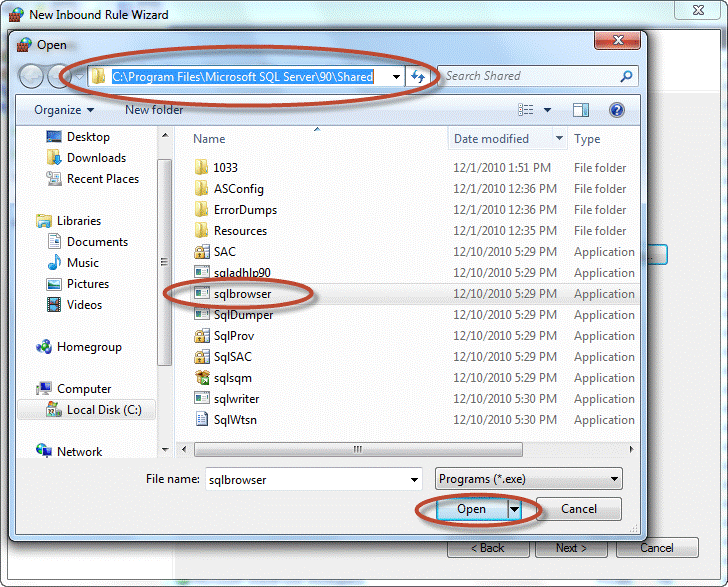 Windows Firewall SQL Browser
