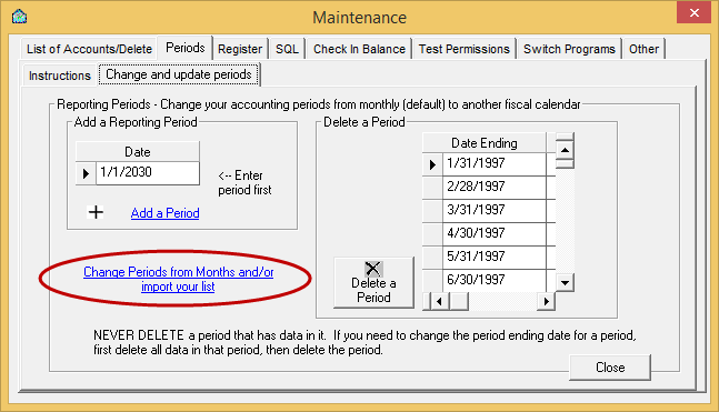 Import periods from file